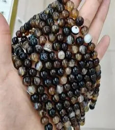 Natural Gemstone Loose Beads Necklace - coffee stripe agate - NO.124 ABC Jewelries